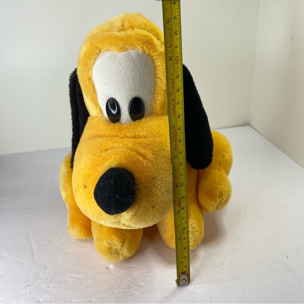 1990s Disneyland Pluto 9 Inch Plush RARE Red Collar Sitting Dog Stuffed CLEAN - Picture 8 of 8